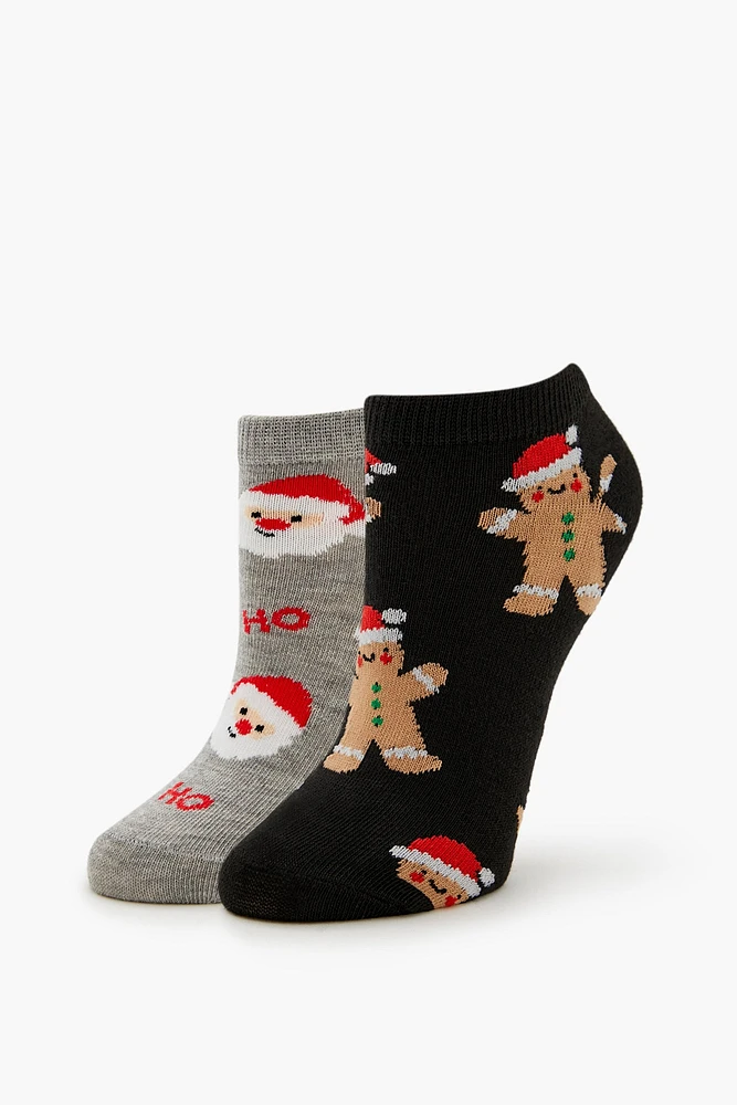 Chaussettes à imprimé Pain d'épices et Père Noël (2 paires)