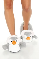 Pantoufles en peluche à imprimé Pingouin