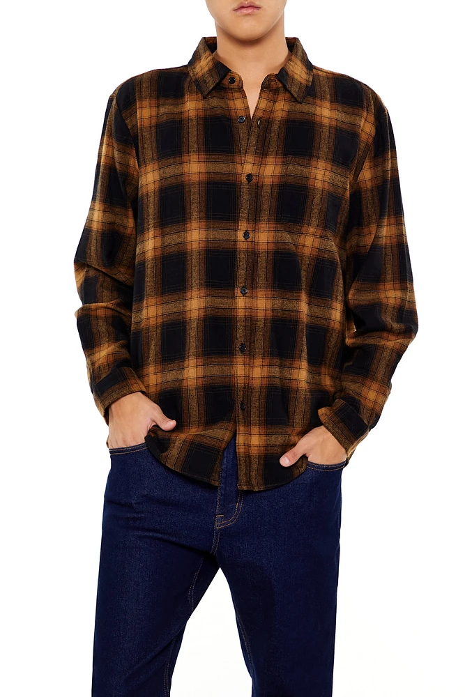 Plaid Flannel Curved Hem Top