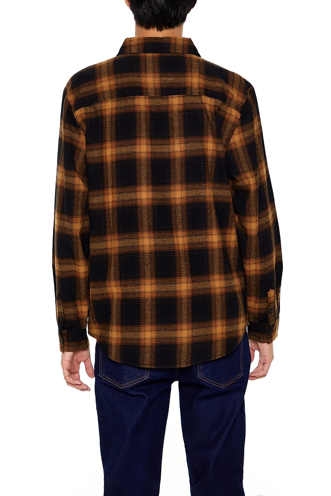 Plaid Flannel Curved Hem Top