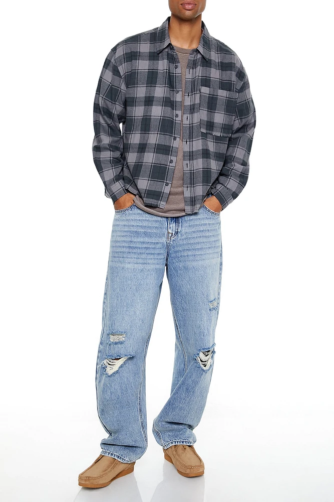 Plaid Flannel Button-Up Top