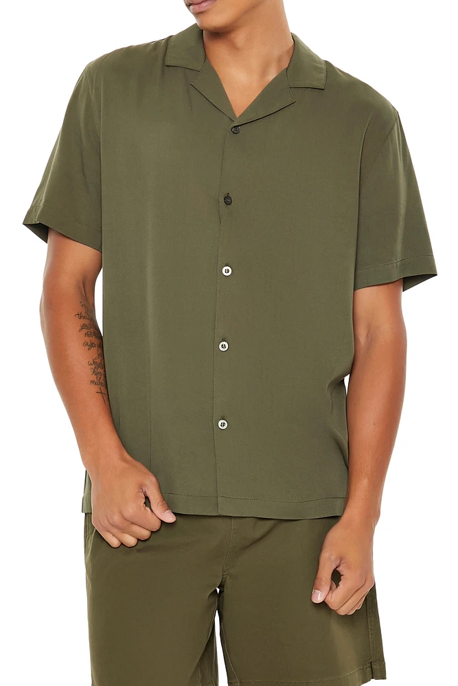 Solid Button-Up Short Sleeve Top