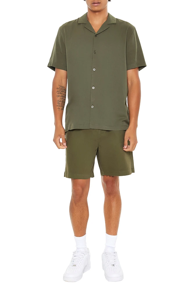 Solid Button-Up Short Sleeve Top