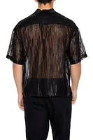 Sheer Sequin Button-Up Top