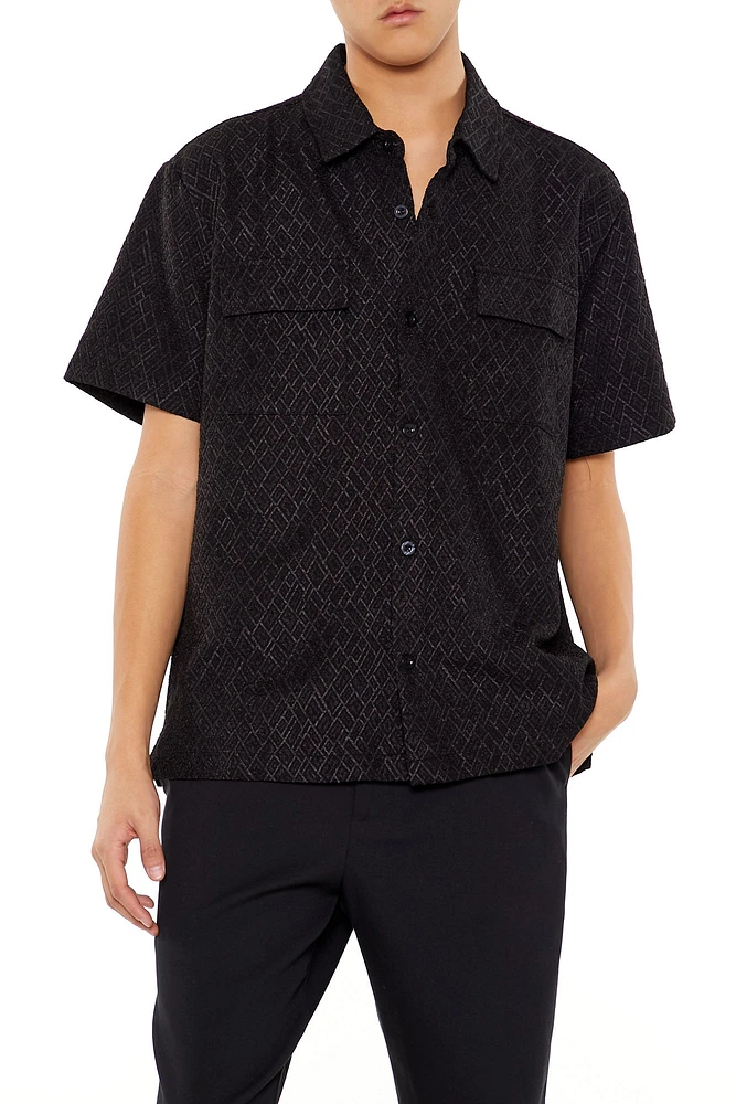 Geo Textured Button-Up Top