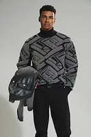 Geo Knit Turtleneck Sweater