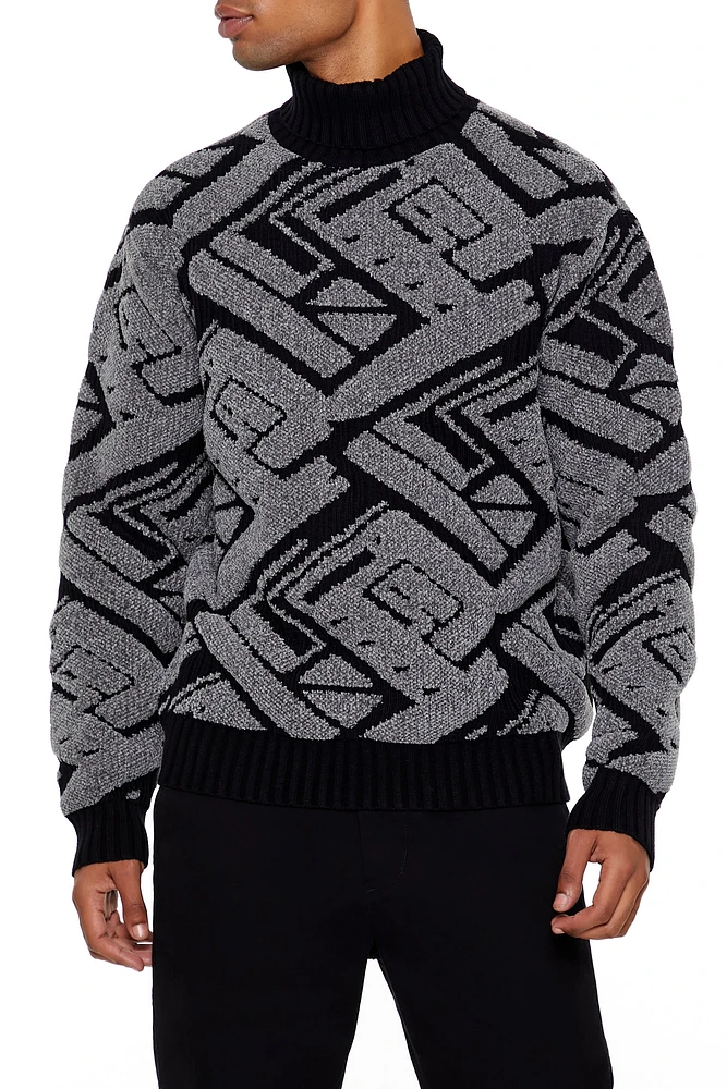 Geo Knit Turtleneck Sweater