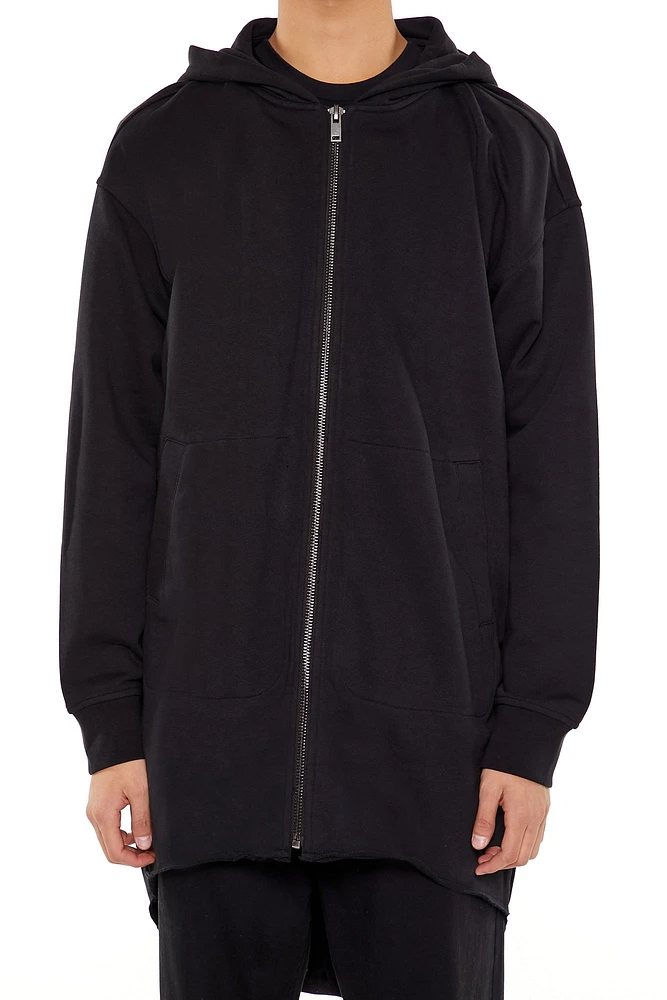 Washed French Terry Extended Zip-Up Hoodie