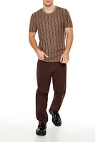 Brown Textured Vertical Striped T-Shirt