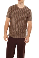 Brown Textured Vertical Striped T-Shirt