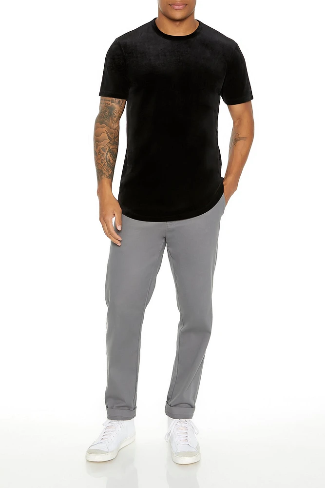 Velour Curved Hem T-Shirt