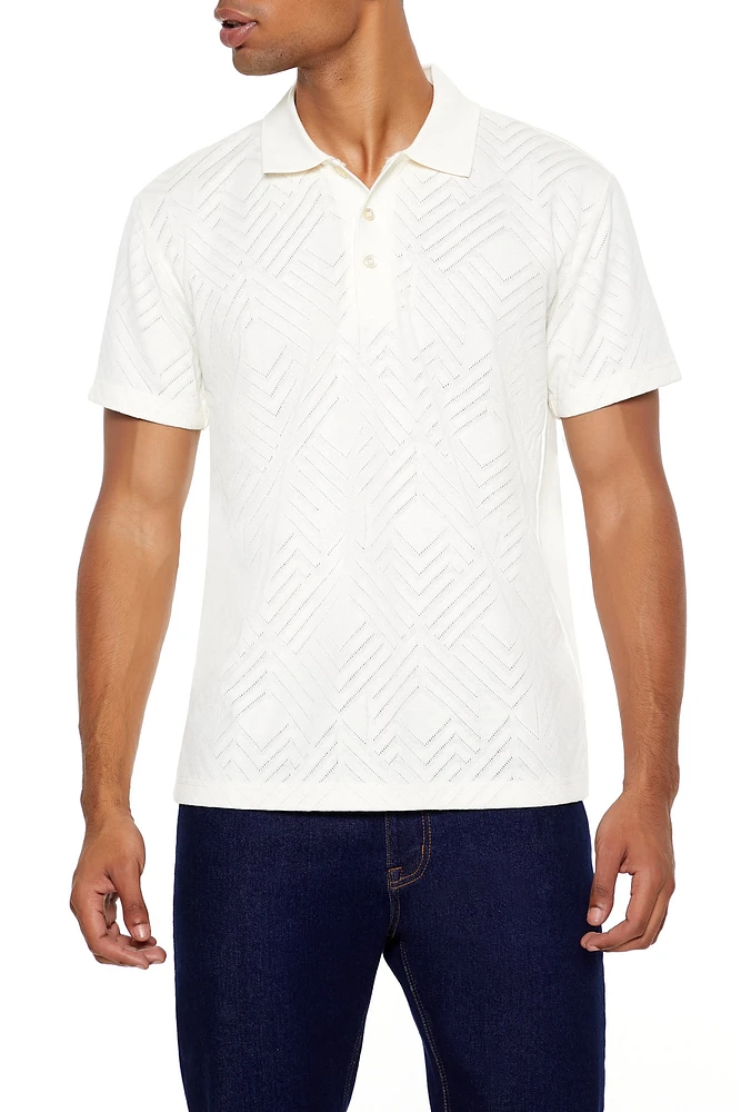 Textured Chevron Polo Top