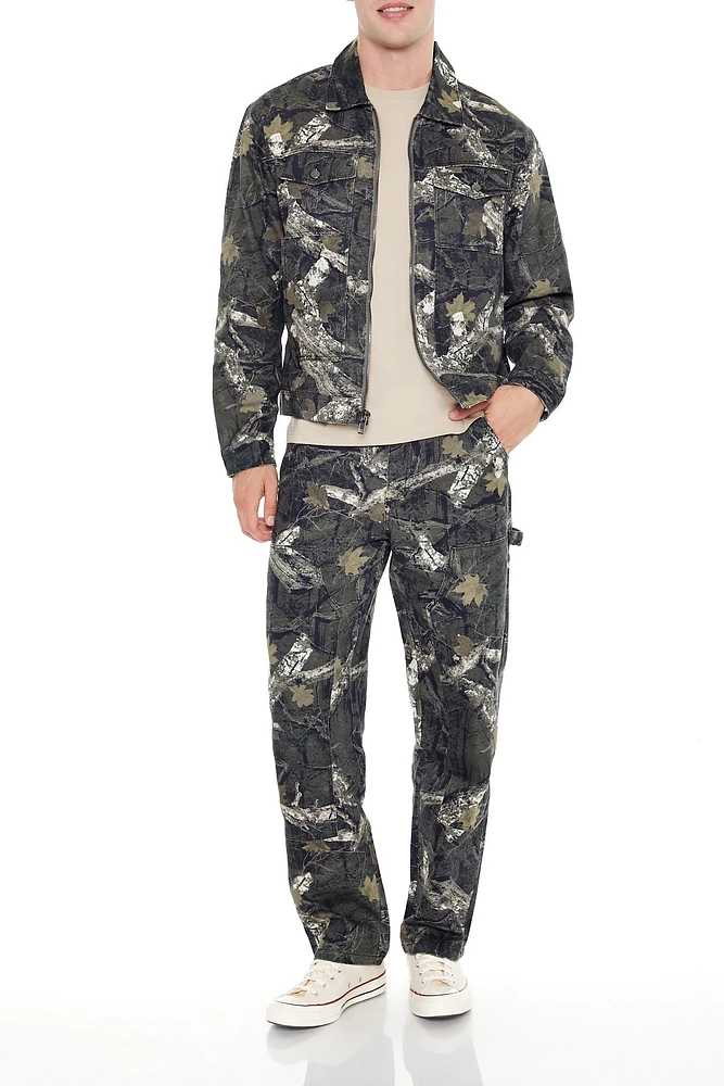 Blouson de style camionneur avec motif feuilles et fermeture Ã  glissiÃ¨re