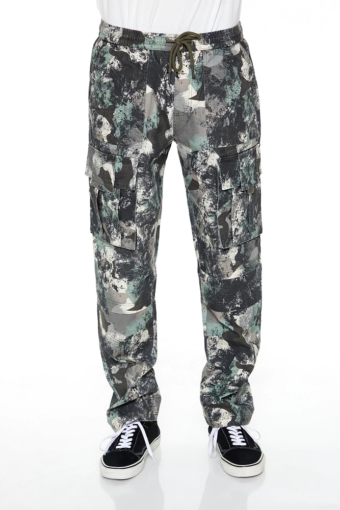 Pantalon cargo mince avec motif camouflage