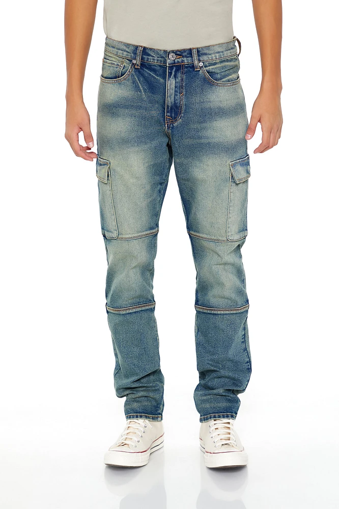 Jean cargo mi-taille mince