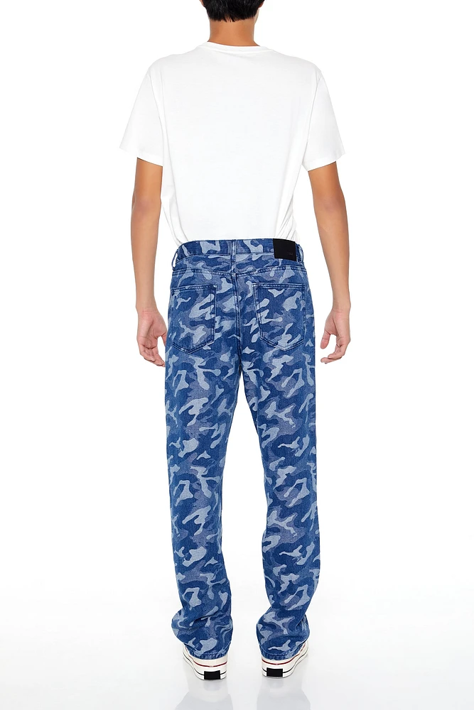 Camo Mid Rise Straight Leg Jean