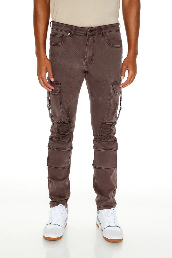 Distressed Mid-Rise Cargo Jean