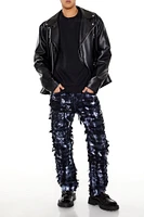 Distressed Bleach Dye Slim Fit Jean