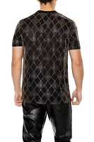 Metallic Lattice Crewneck T-Shirt