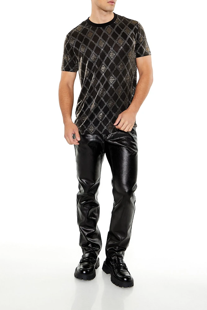 Metallic Lattice Crewneck T-Shirt