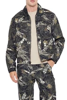 Blouson de style camionneur avec imprimÃ© feuilles et motif camouflage