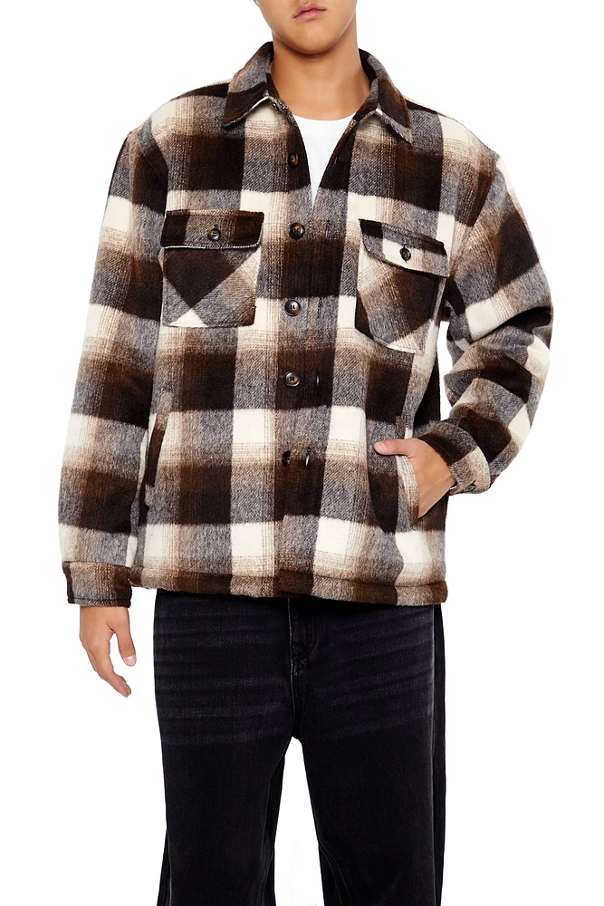 Faux Shearling Plaid Shacket