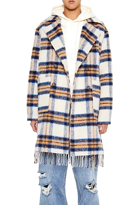 Plaid Fringe Wool Coat