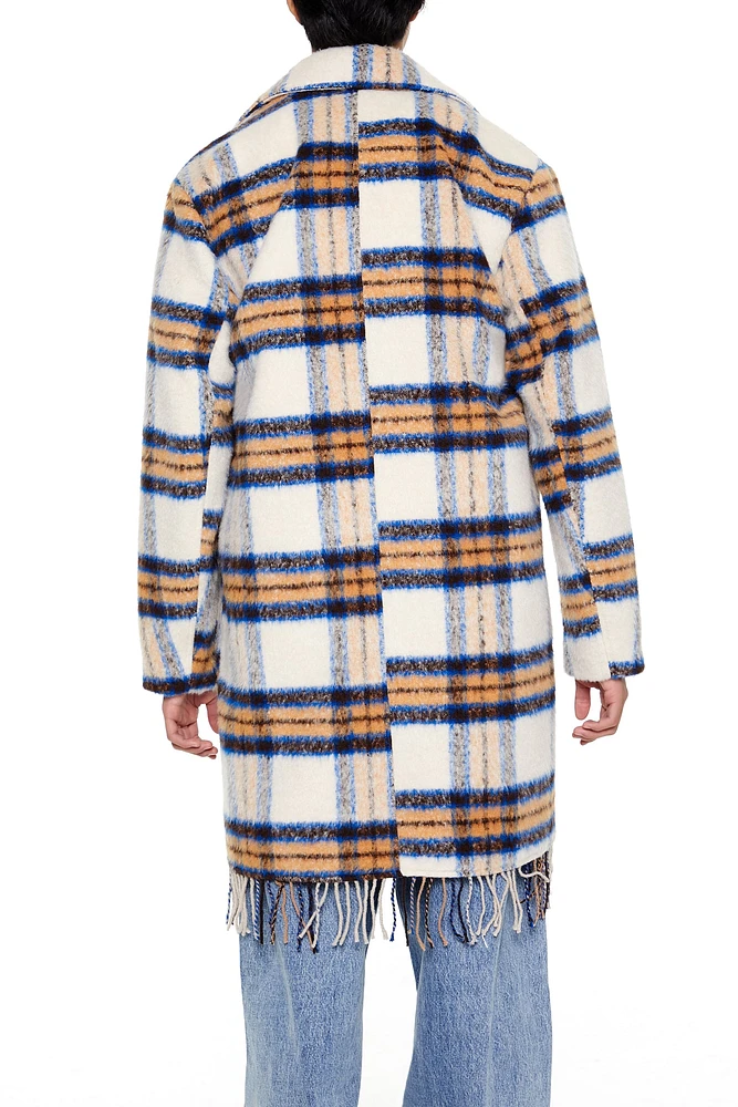 Plaid Fringe Wool Coat