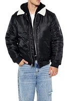 Faux-Shearling Collar Bomber Jacket