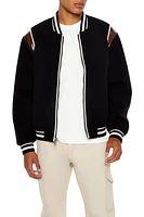 Blouson aviateur de style universitaire en similipeau serpent