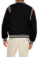 Blouson aviateur de style universitaire en similipeau serpent