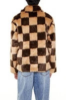 Faux Fur Checkered Coat