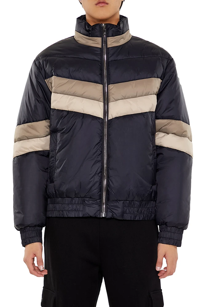 Colourblock Funnel Neck Puffer Jacket