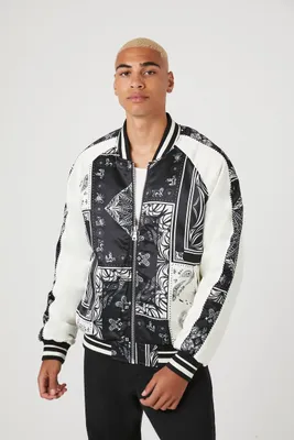 Satin Paisley Colourblock Bomber Jacket