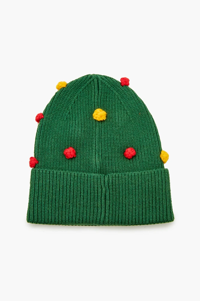 Tuque à imprimé Arbre de Noël avec pompon