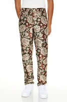 Pantalon mince en jacquard fleuri