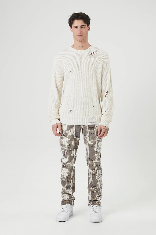 Camo Print Distressed Slim Fit Jean