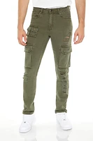 Mid Rise Distressed Slim Cargo Jean