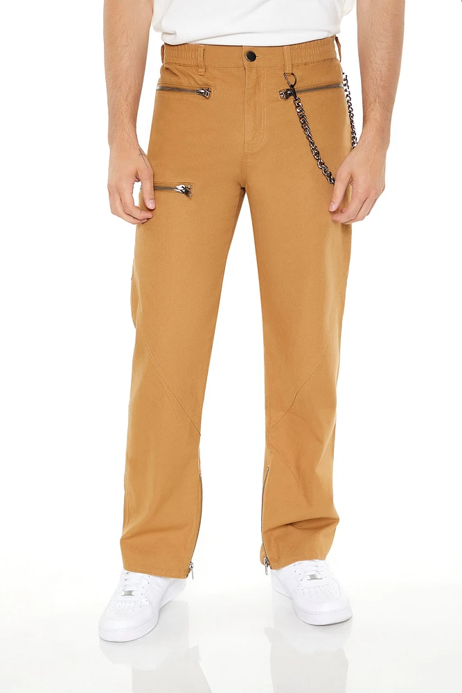 Pantalon à jambe droite avec chaîne portefeuille