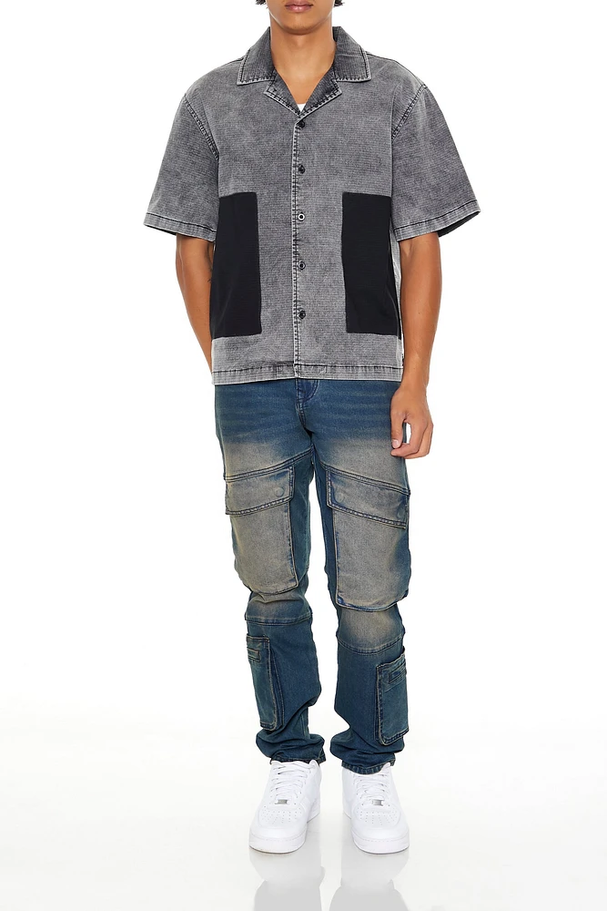 Stone Wash Slim Fit Cargo Jean