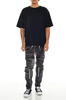 Reworked Frayed Skinny Cargo Jean