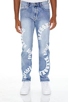 Blessed Embroidered Stone Wash Slim Fit Jeans