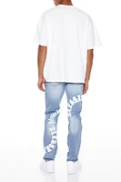 Blessed Embroidered Stone Wash Slim Fit Jeans