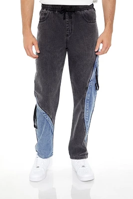 Jogger en denim avec empiècement et fermeture à glissière