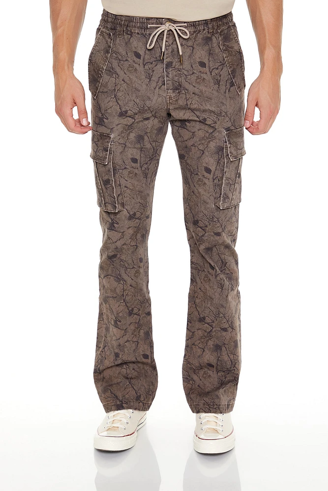 Pantalon cargo Ã  jambe mince avec motif de feuilles