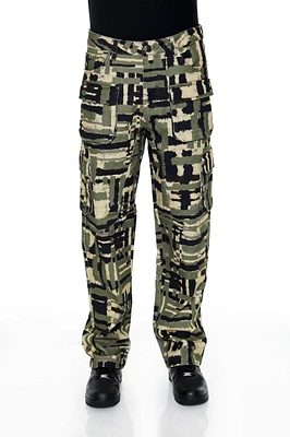 All-Over Print Straight Leg Cargo Pant