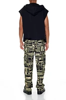 All-Over Print Straight Leg Cargo Pant