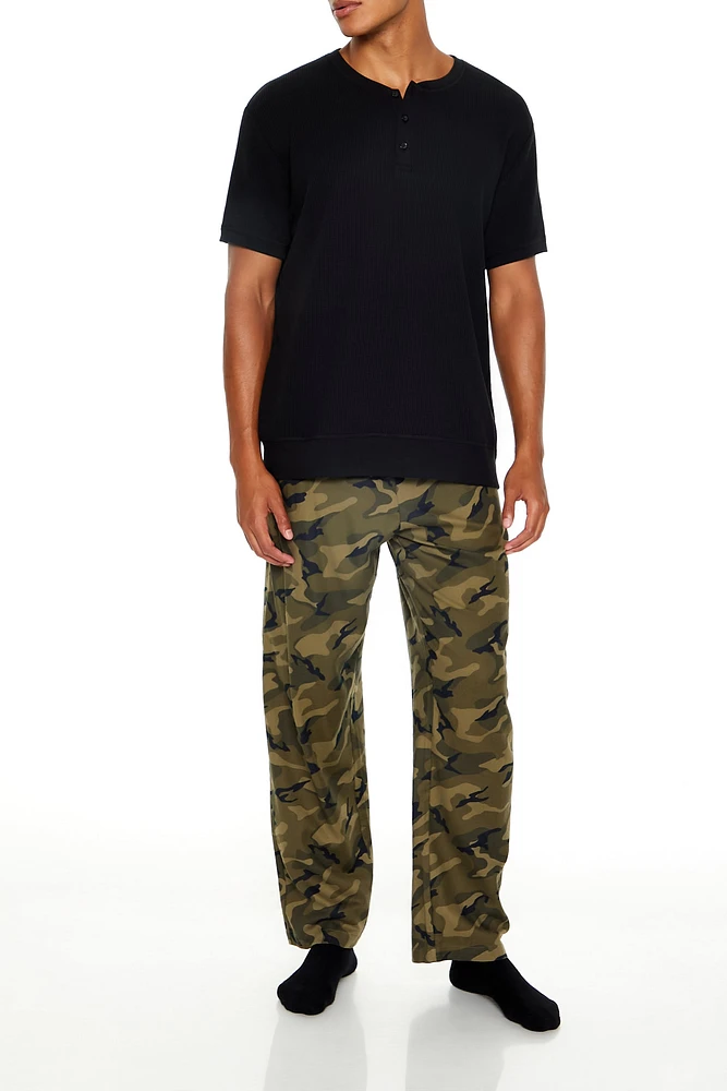 Pantalon de pyjama en flanelle avec motif camouflage