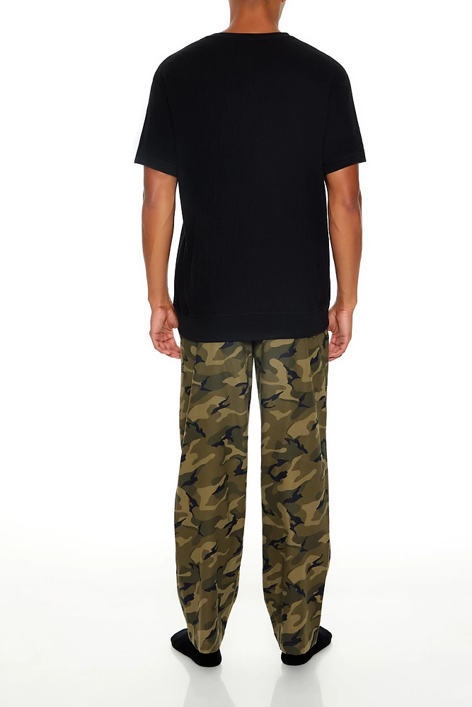 Pantalon de pyjama en flanelle avec motif camouflage