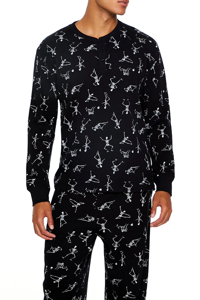 Skeleton Knit Long Sleeve Top & Pant 2 Piece Pajama Set